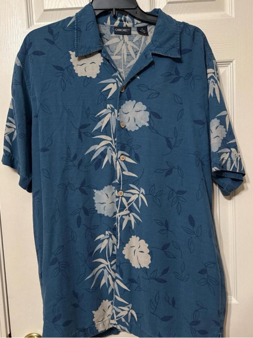 Cherokee Blue Floral Short-Sleeve Button Down Shirt